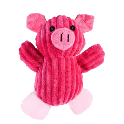 Corduroy Plush Dog Toy - Bite-Resistant Squeaky Animal for Small & Large Dogs