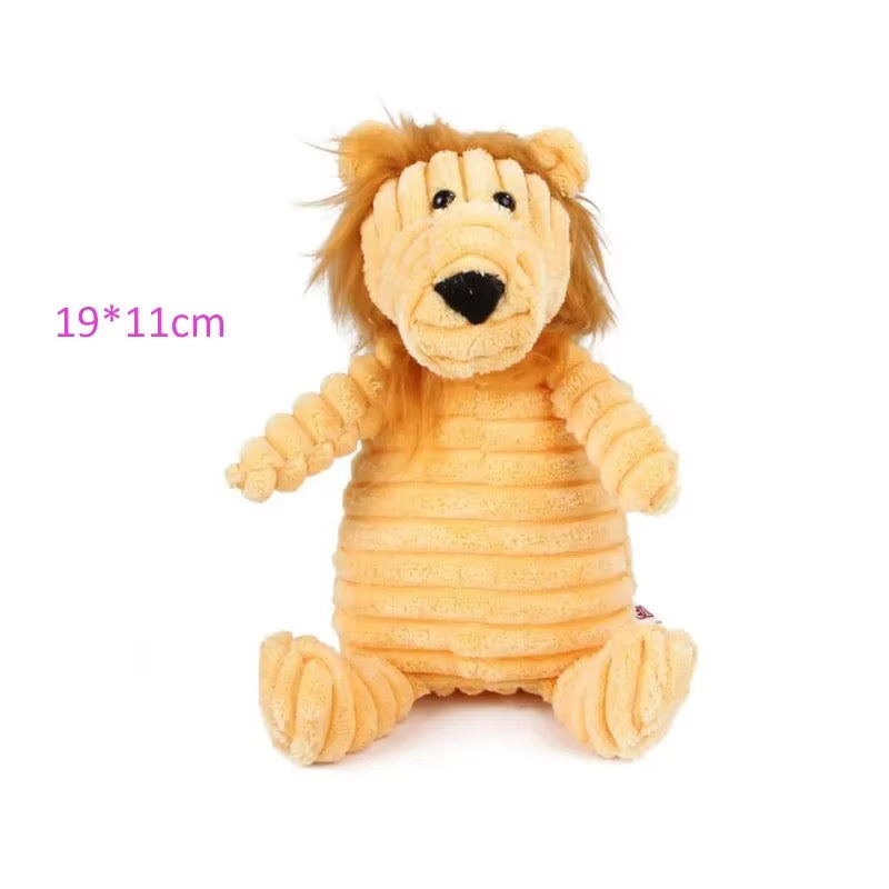 Corduroy Plush Dog Toy - Bite-Resistant Squeaky Animal for Small & Large Dogs