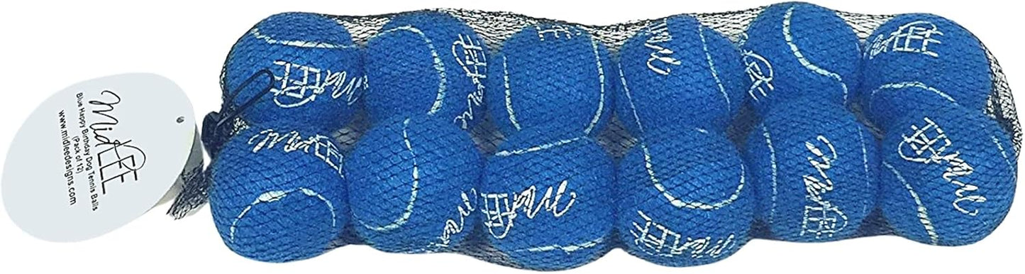 Happy Birthday Dog Tennis Balls (12 Pack) (Small, Blue)