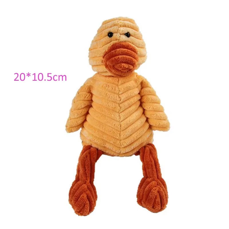 Corduroy Plush Dog Toy - Bite-Resistant Squeaky Animal for Small & Large Dogs